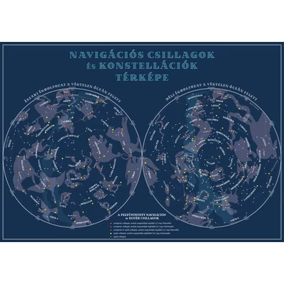Jachtnavigátor - Navigációs csillagok és konstellációk térképe (hajtogatva)  