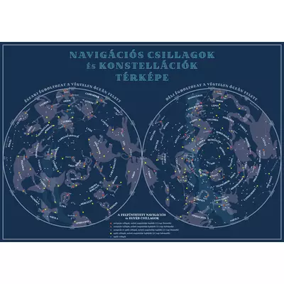 Jachtnavigátor - Navigációs csillagok és konstellációk térképe (hajtogatva)  